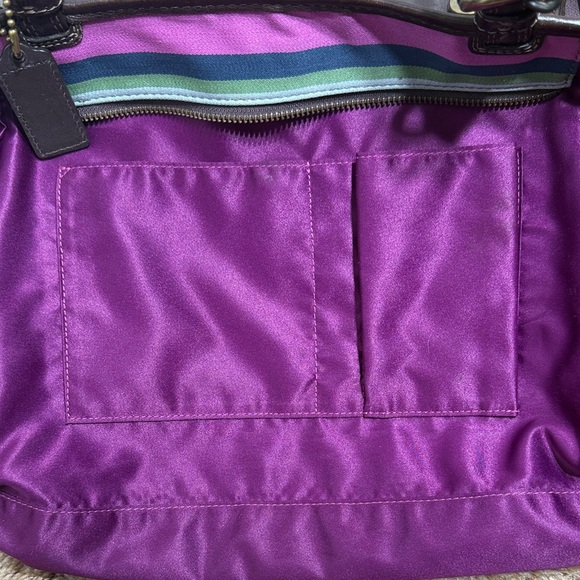 Coach Legacy Stripe Varsity Tote Bag Multicolor Canvas & Brown Leather –  12613 - Picture 15 of 16